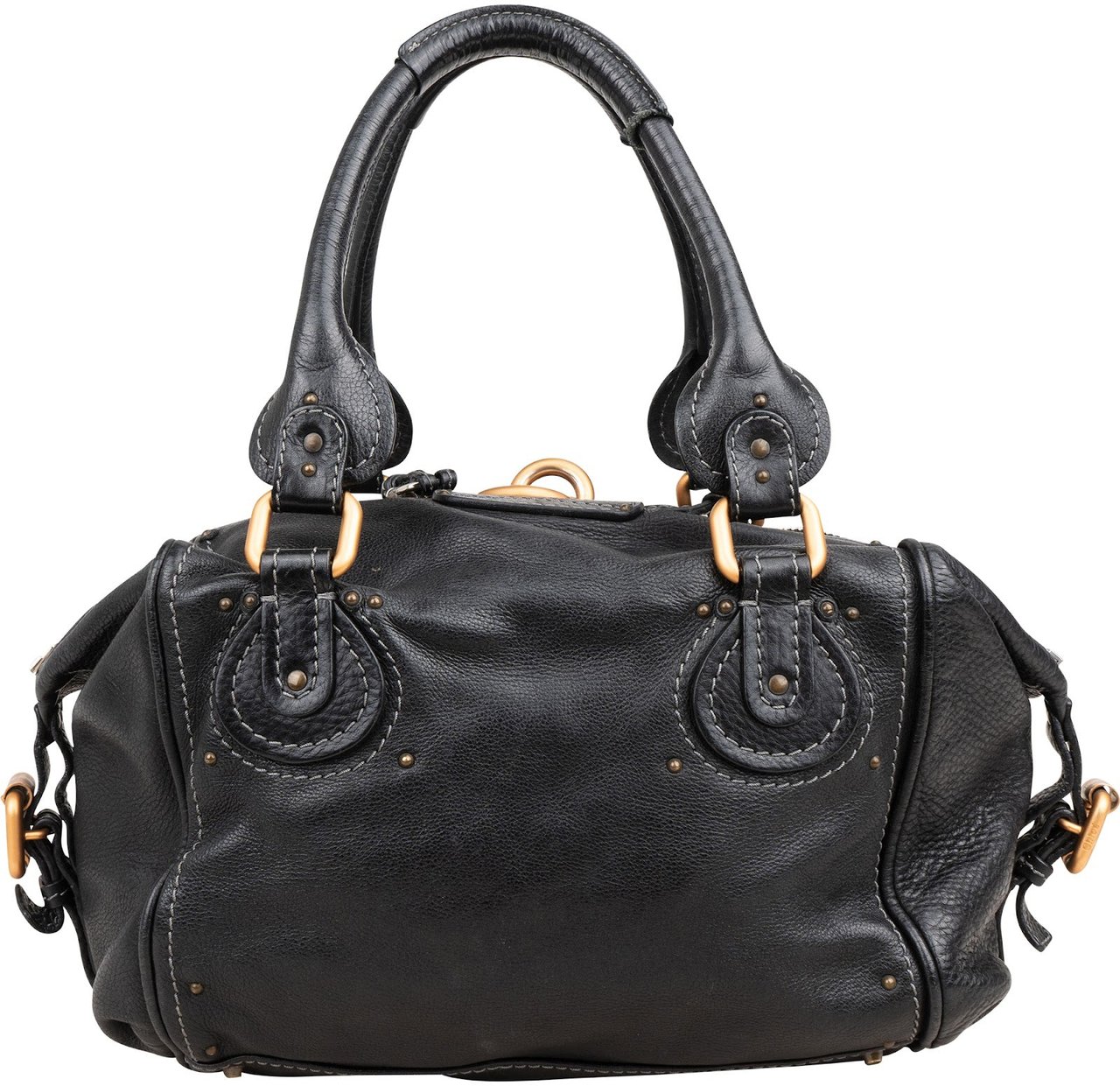 Chloé Black Leather Paddington Satchel Shoulder Bag Zwart