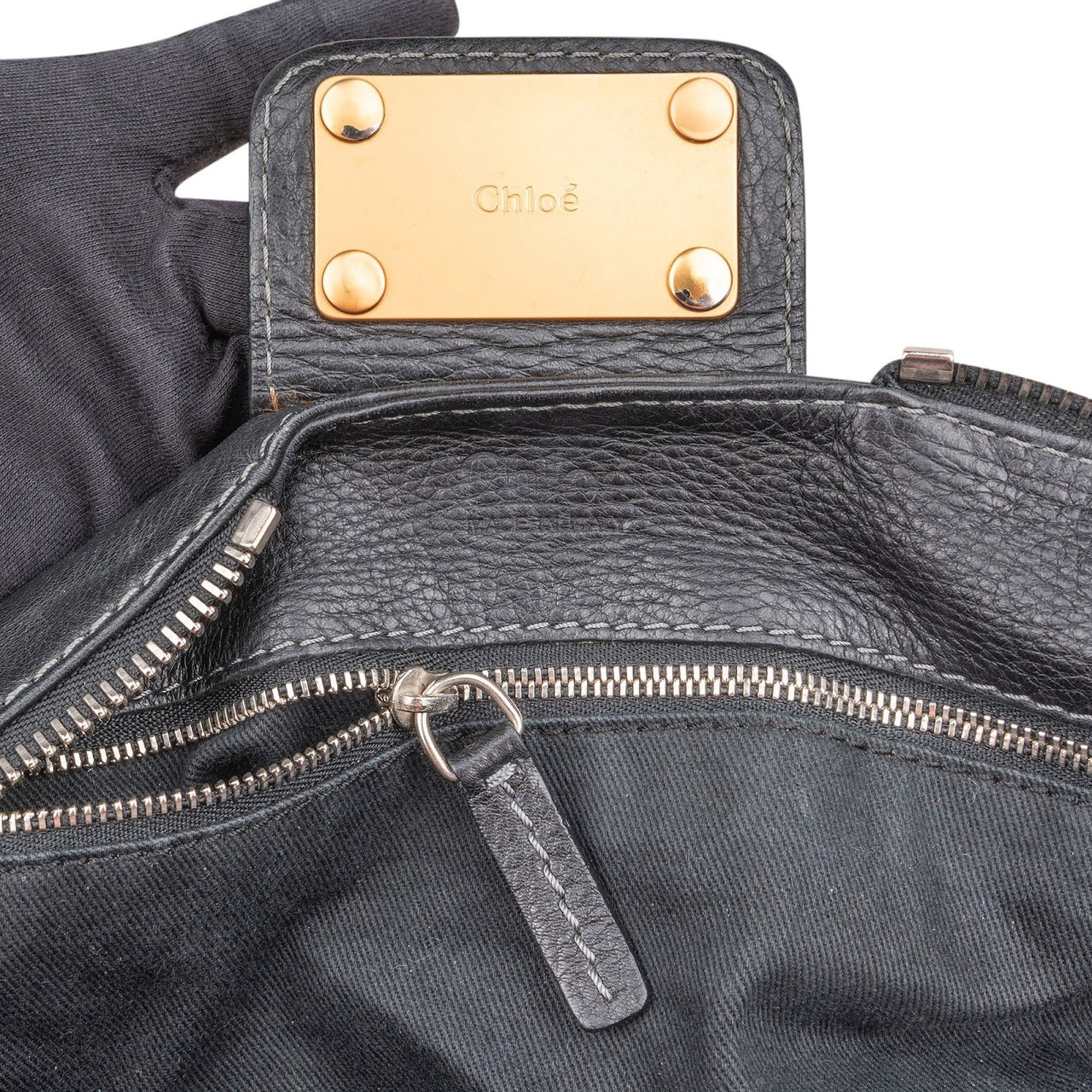 Chloé Black Leather Paddington Satchel Shoulder Bag Zwart