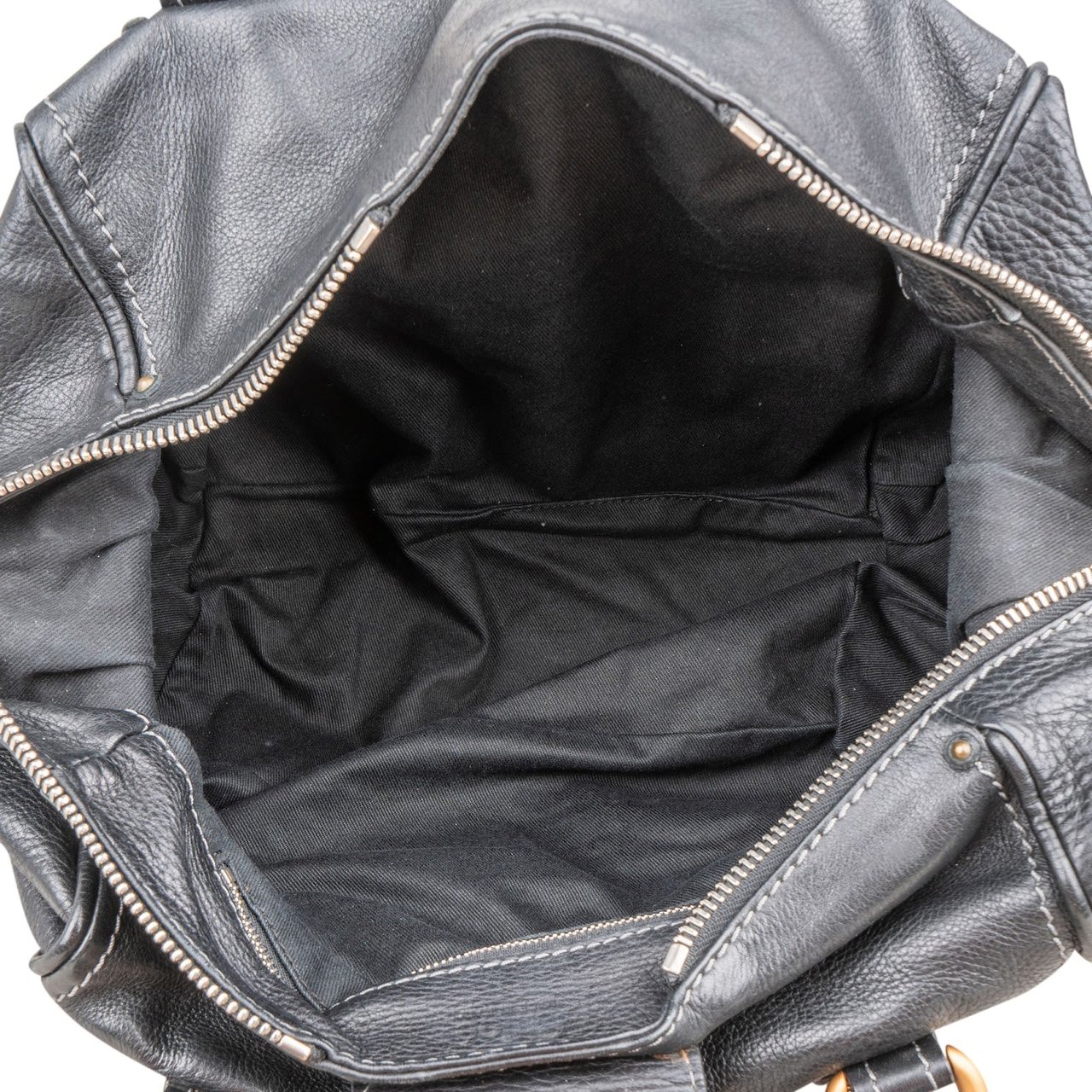 Chloé Black Leather Paddington Satchel Shoulder Bag Zwart