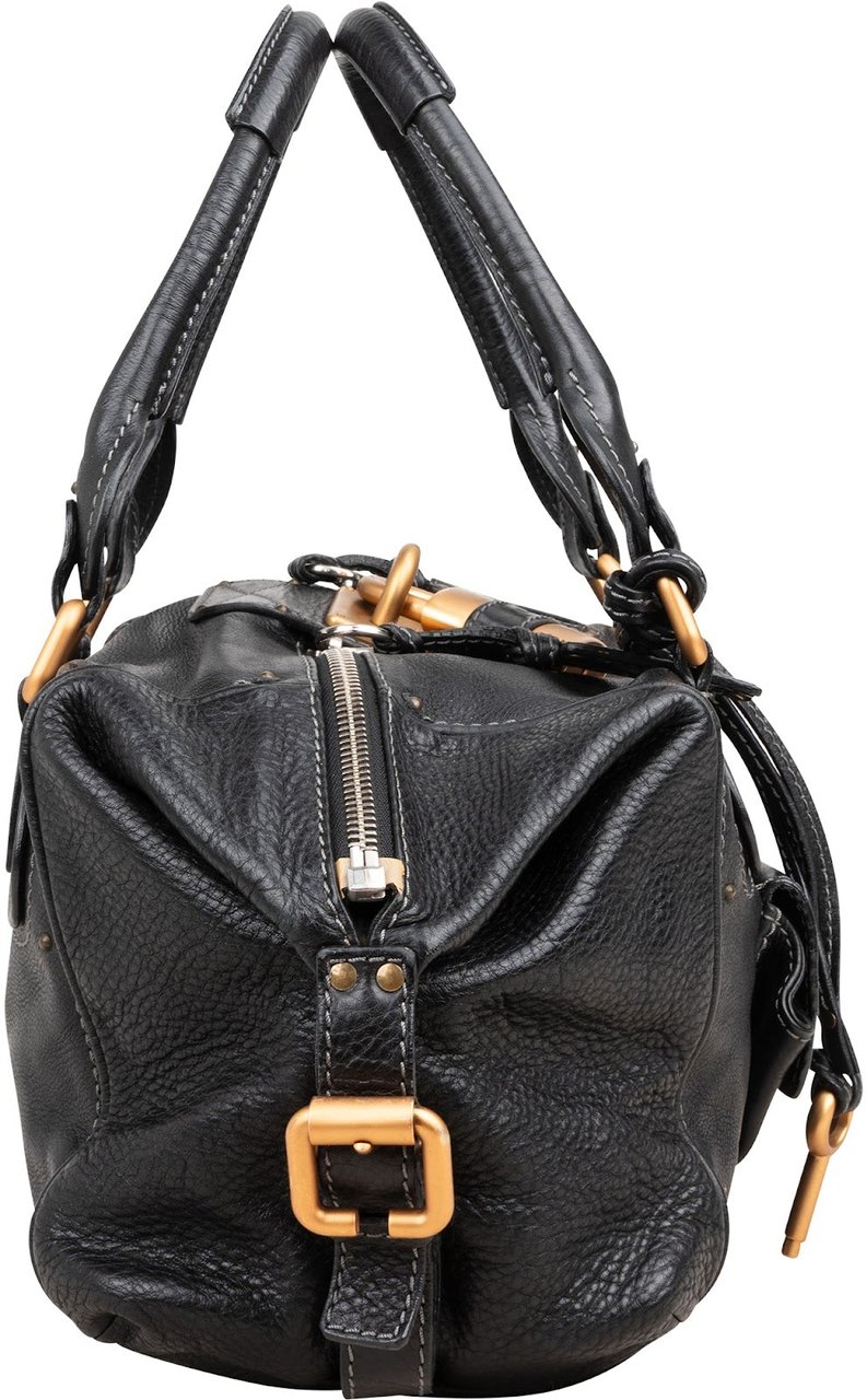 Chloé Black Leather Paddington Satchel Shoulder Bag Zwart