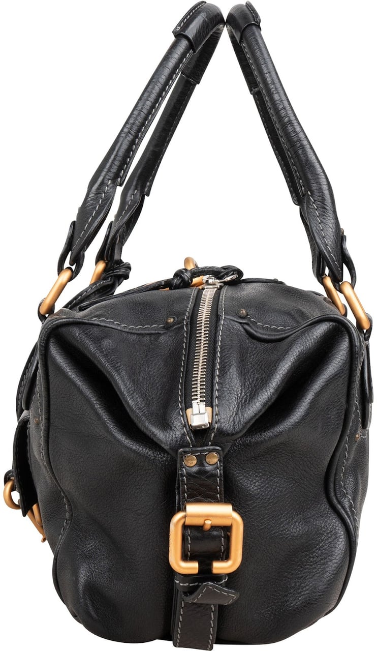 Chloé Black Leather Paddington Satchel Shoulder Bag Zwart