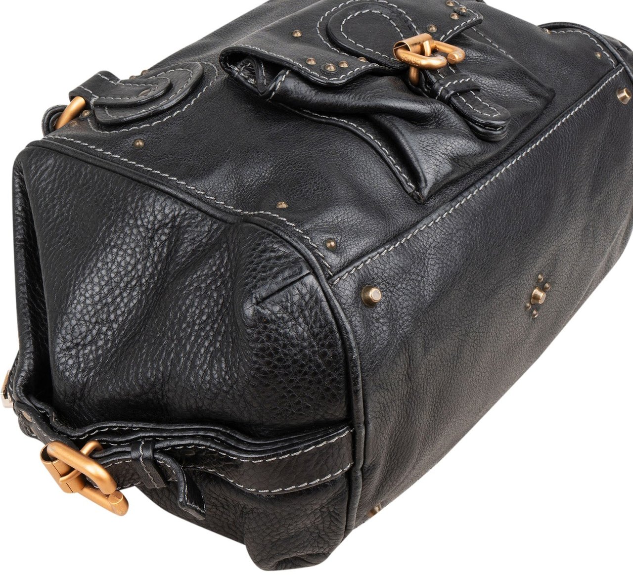 Chloé Black Leather Paddington Satchel Shoulder Bag Zwart