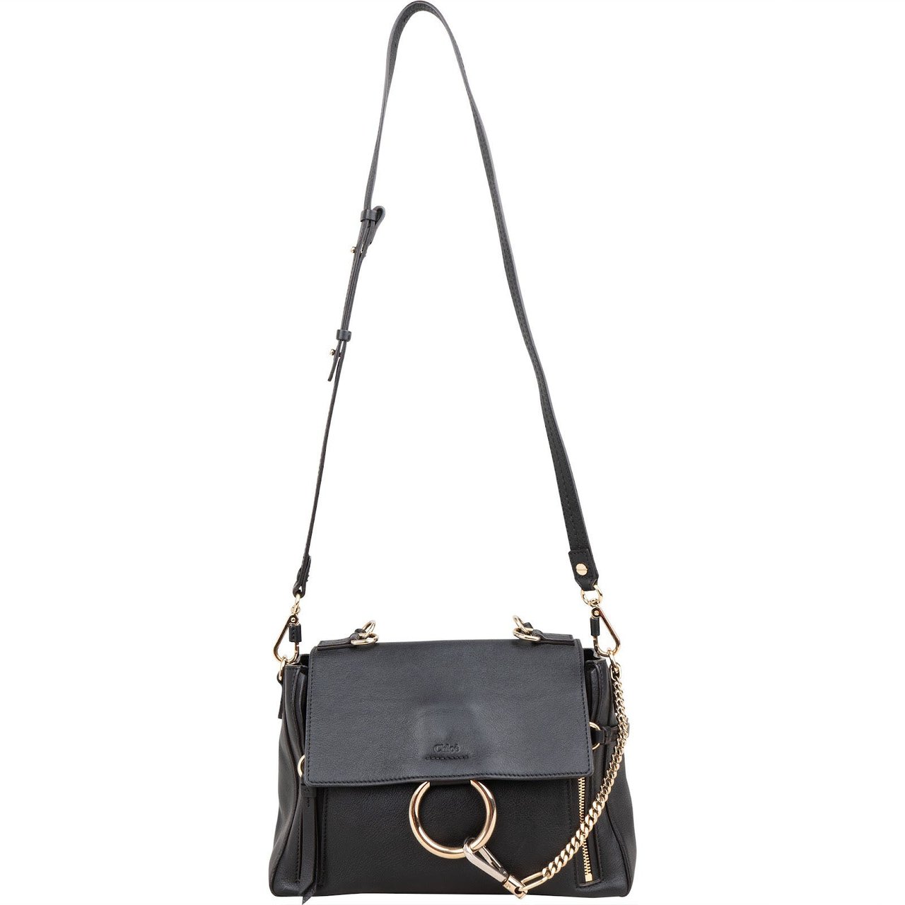 Chloé Black Leather Faye Day Bag Handbag Zwart