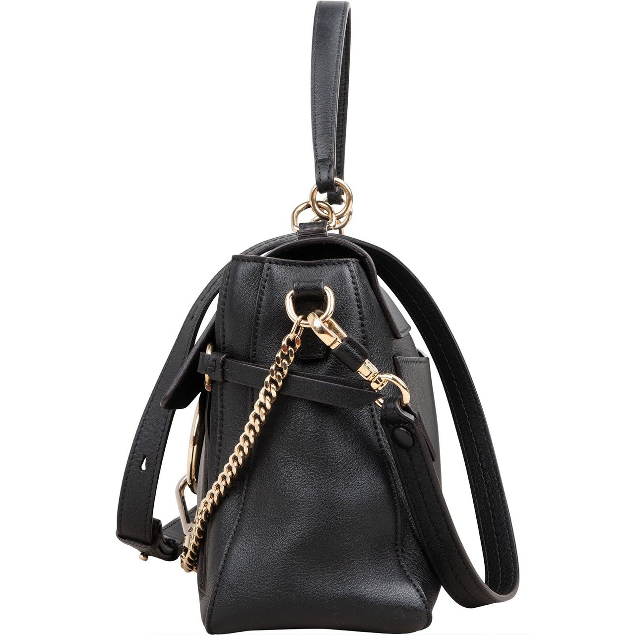 Chloé Black Leather Faye Day Bag Handbag Zwart