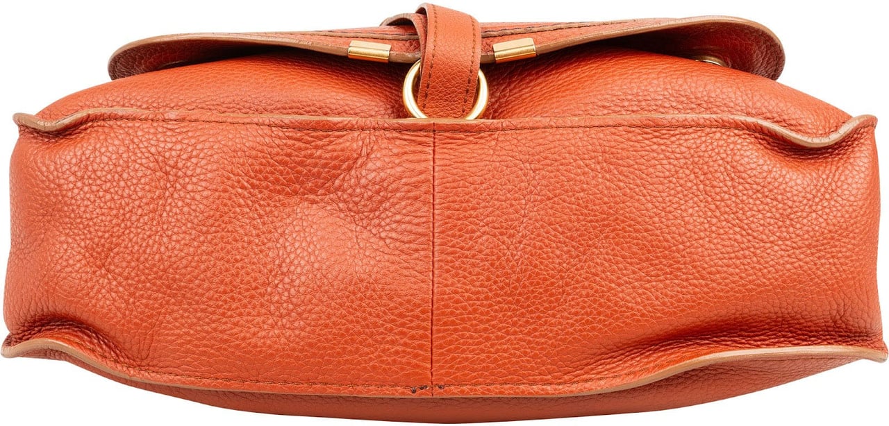 Chloé Grained Calfskin Marcie Double Carry Bag Handbag Oranje