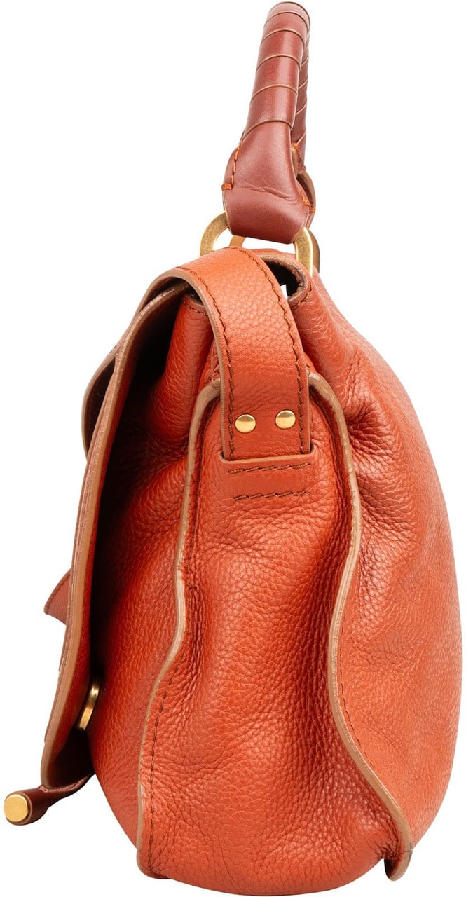 Chloé Grained Calfskin Marcie Double Carry Bag Handbag Oranje
