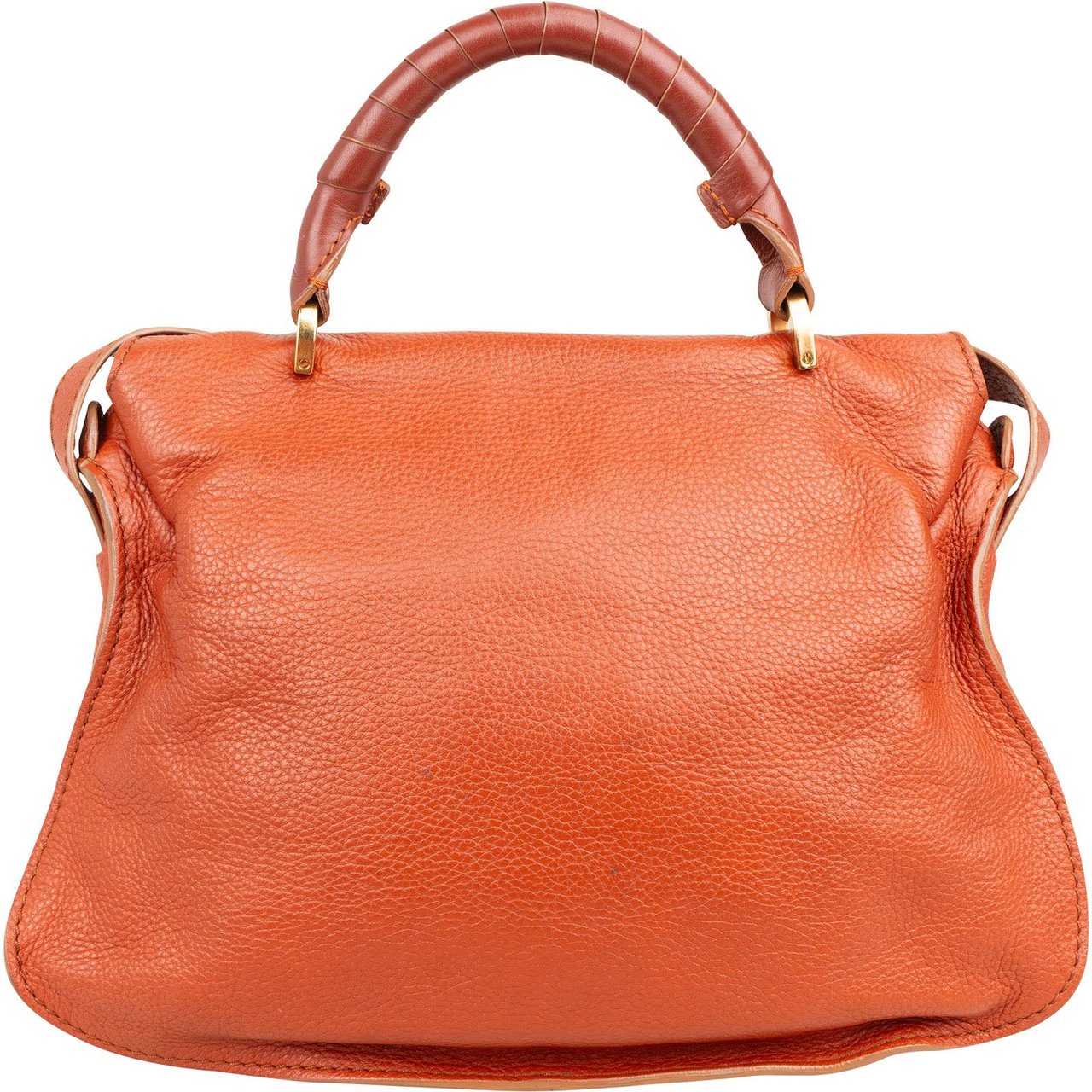 Chloé Grained Calfskin Marcie Double Carry Bag Handbag Oranje