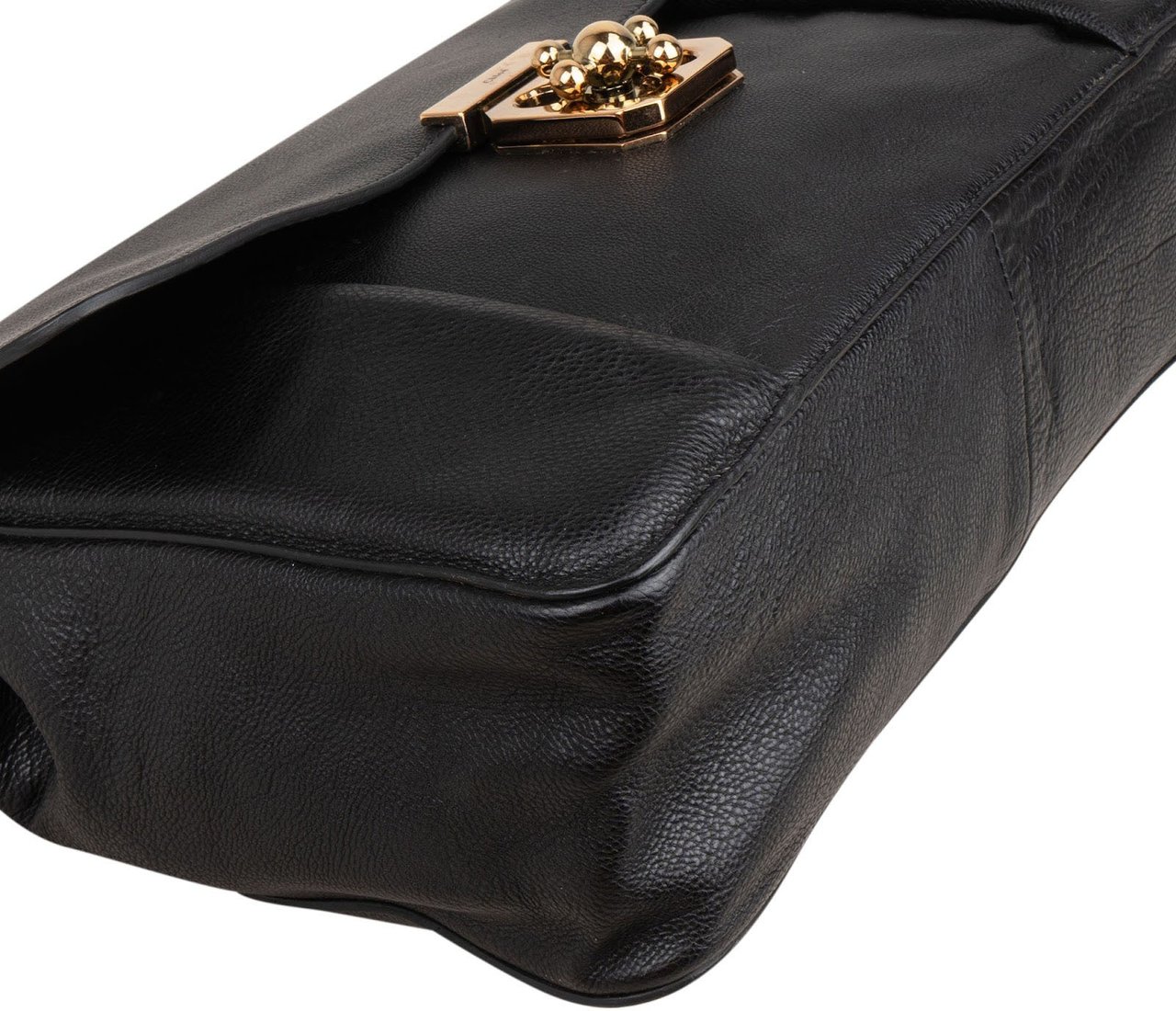 Chloé Black Leather Elsie Turnlock Crossbody Bag Zwart