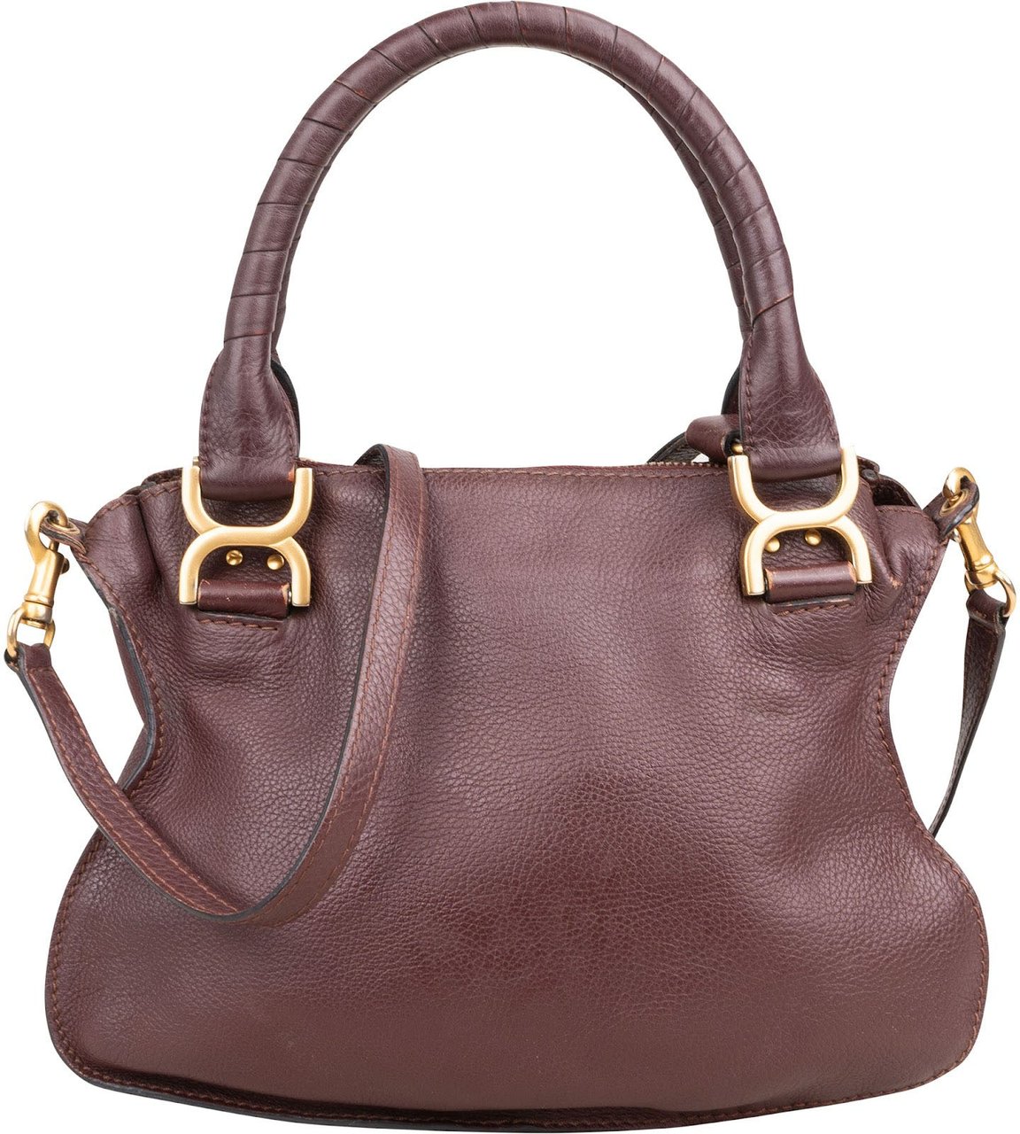 Chloé Grained Calfskin Marcie Handbag Bruin