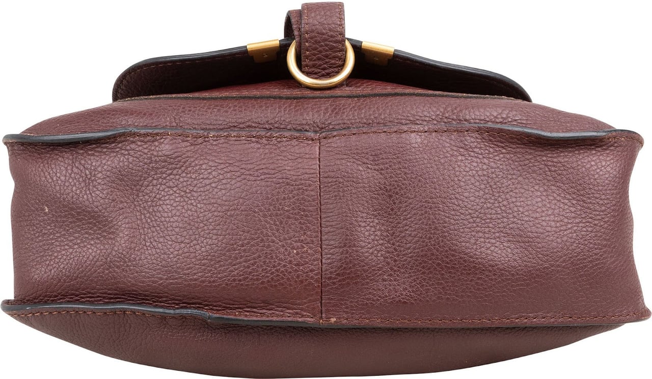 Chloé Grained Calfskin Marcie Handbag Bruin
