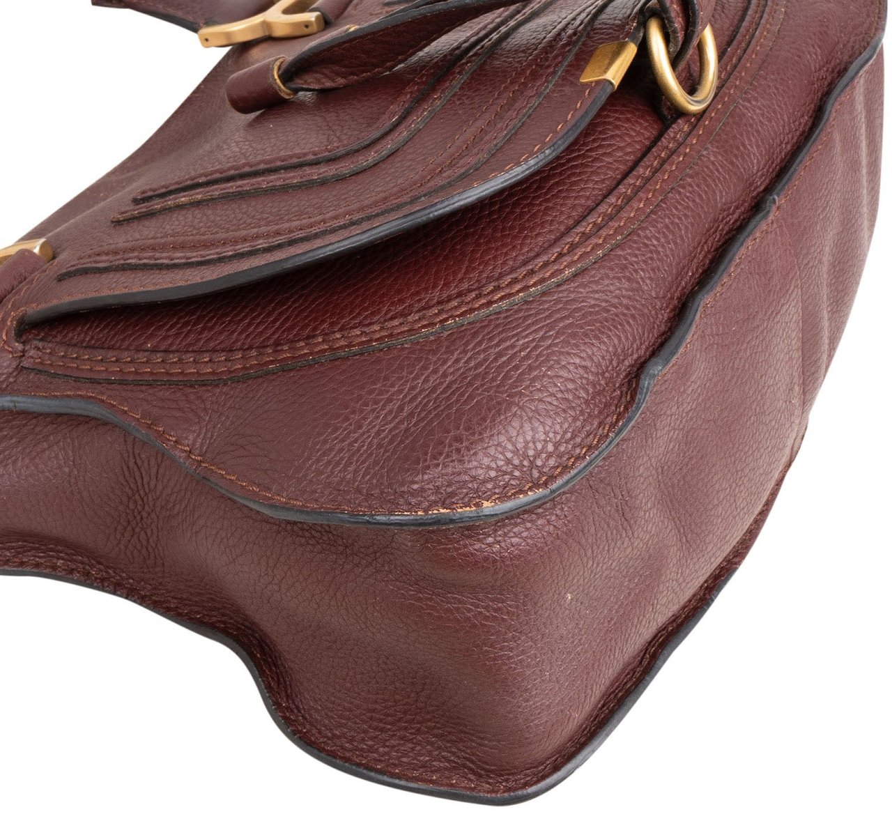 Chloé Grained Calfskin Marcie Handbag Bruin