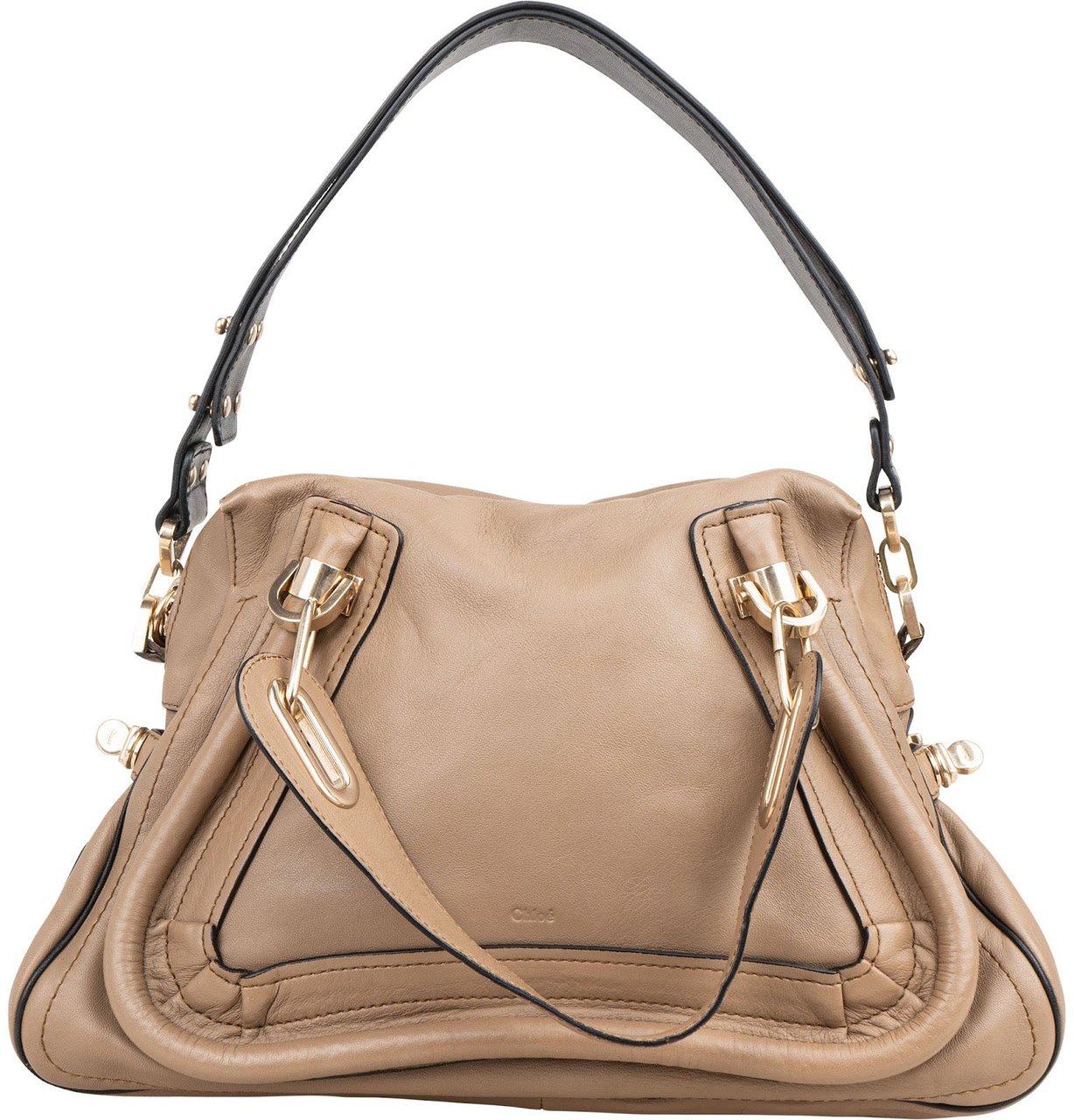 Chloé Grained Leather Paraty Handbag Taupe