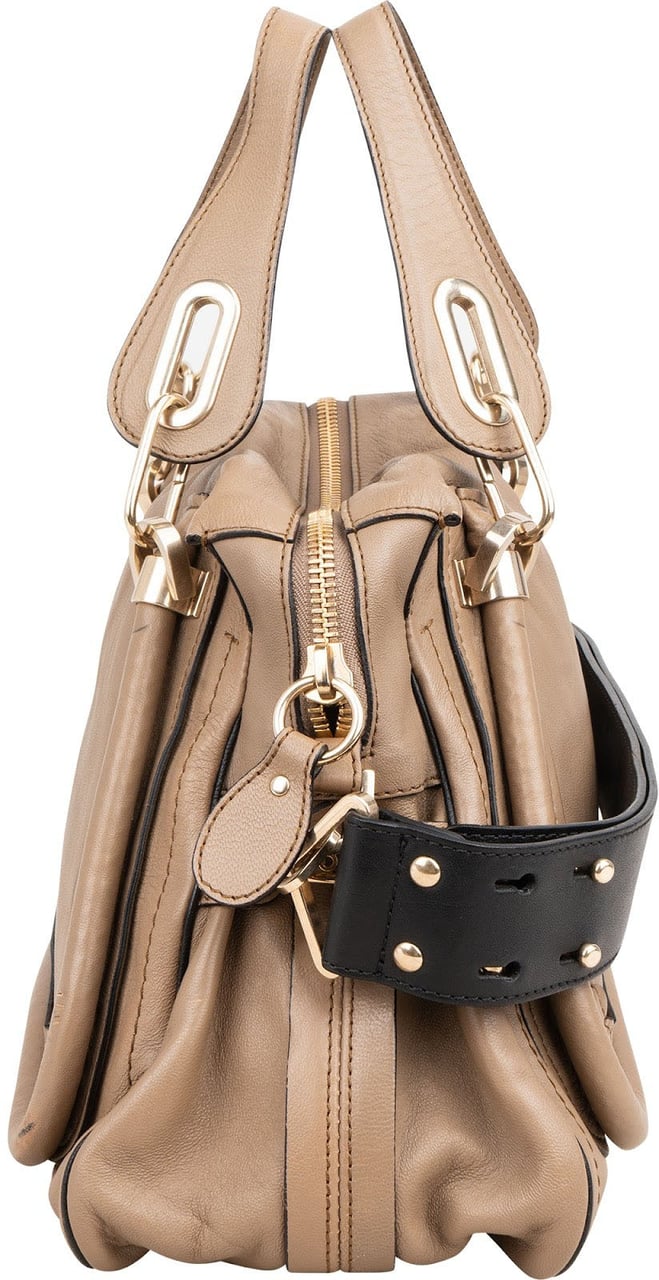 Chloé Grained Leather Paraty Handbag Taupe
