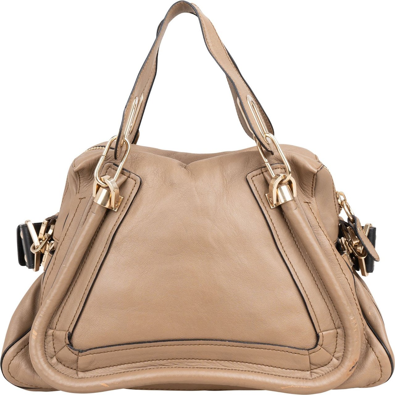 Chloé Grained Leather Paraty Handbag Taupe