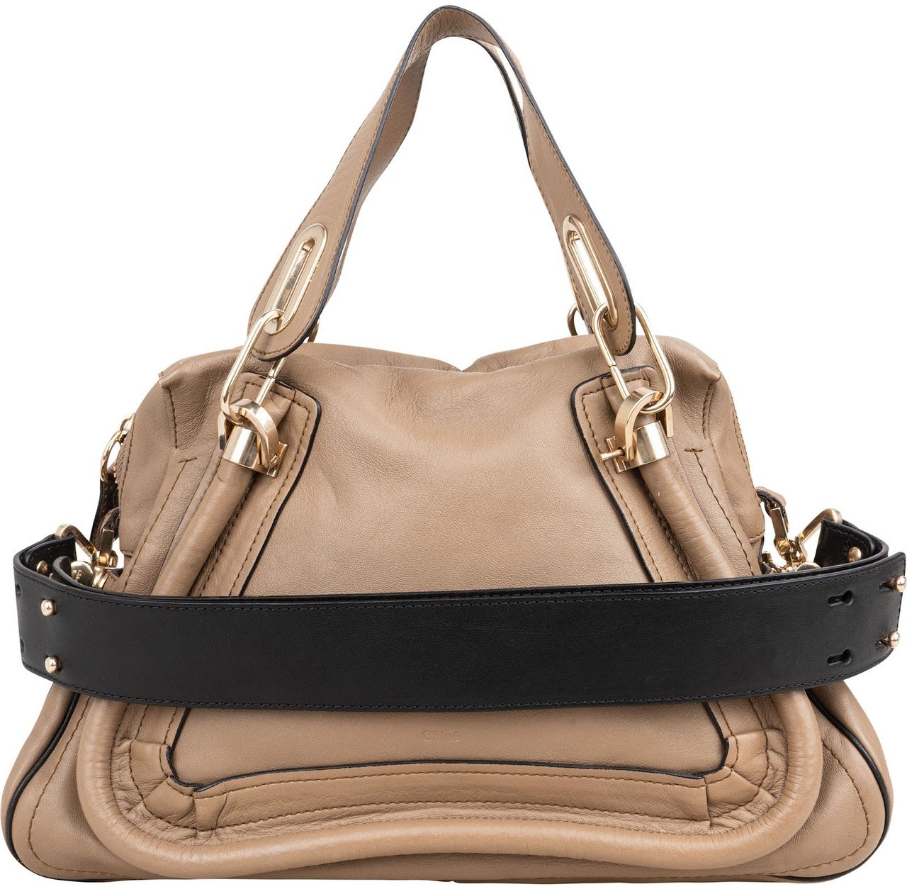 Chloé Grained Leather Paraty Handbag Taupe