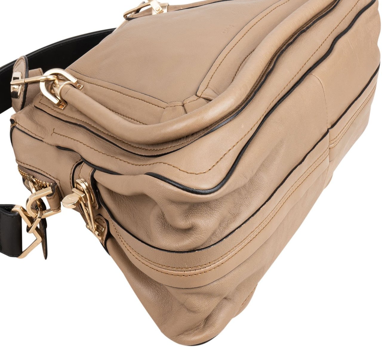 Chloé Grained Leather Paraty Handbag Taupe