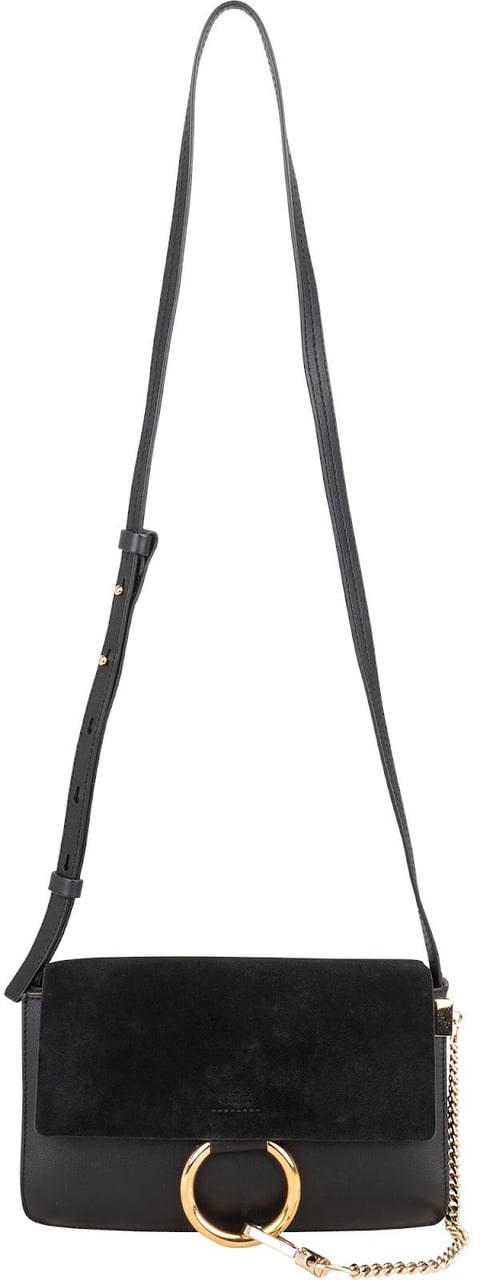 Chloé Suede and Leather Faye Crossbody Bag Zwart