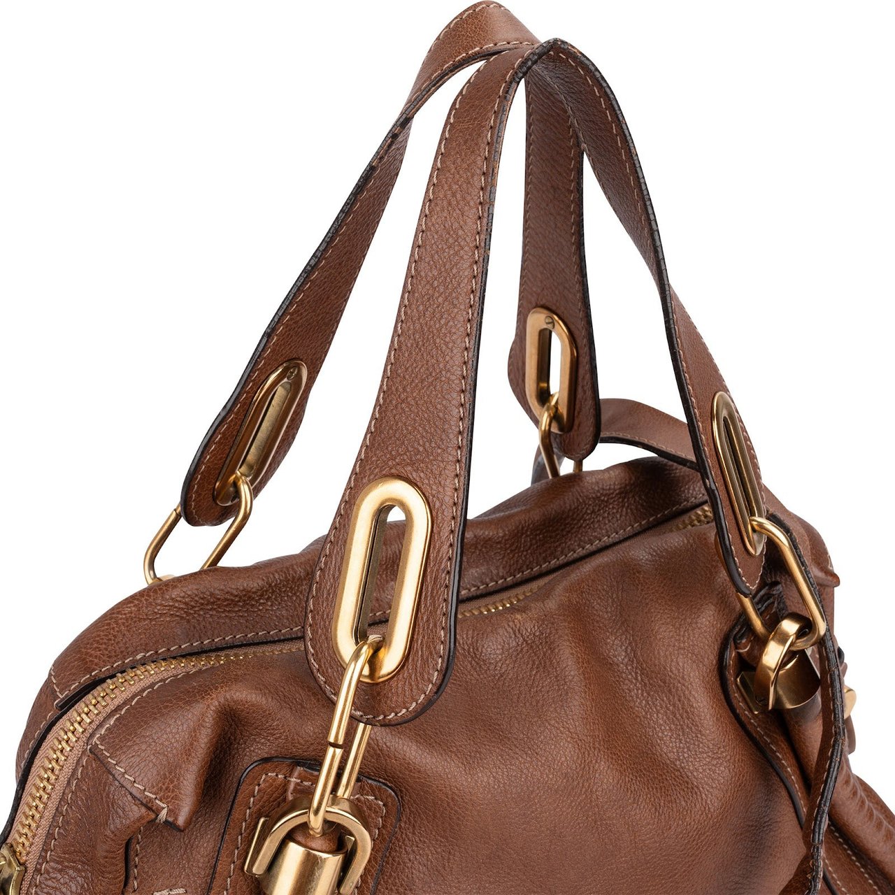 Chloé Brown Leather Paraty Handbag Bruin