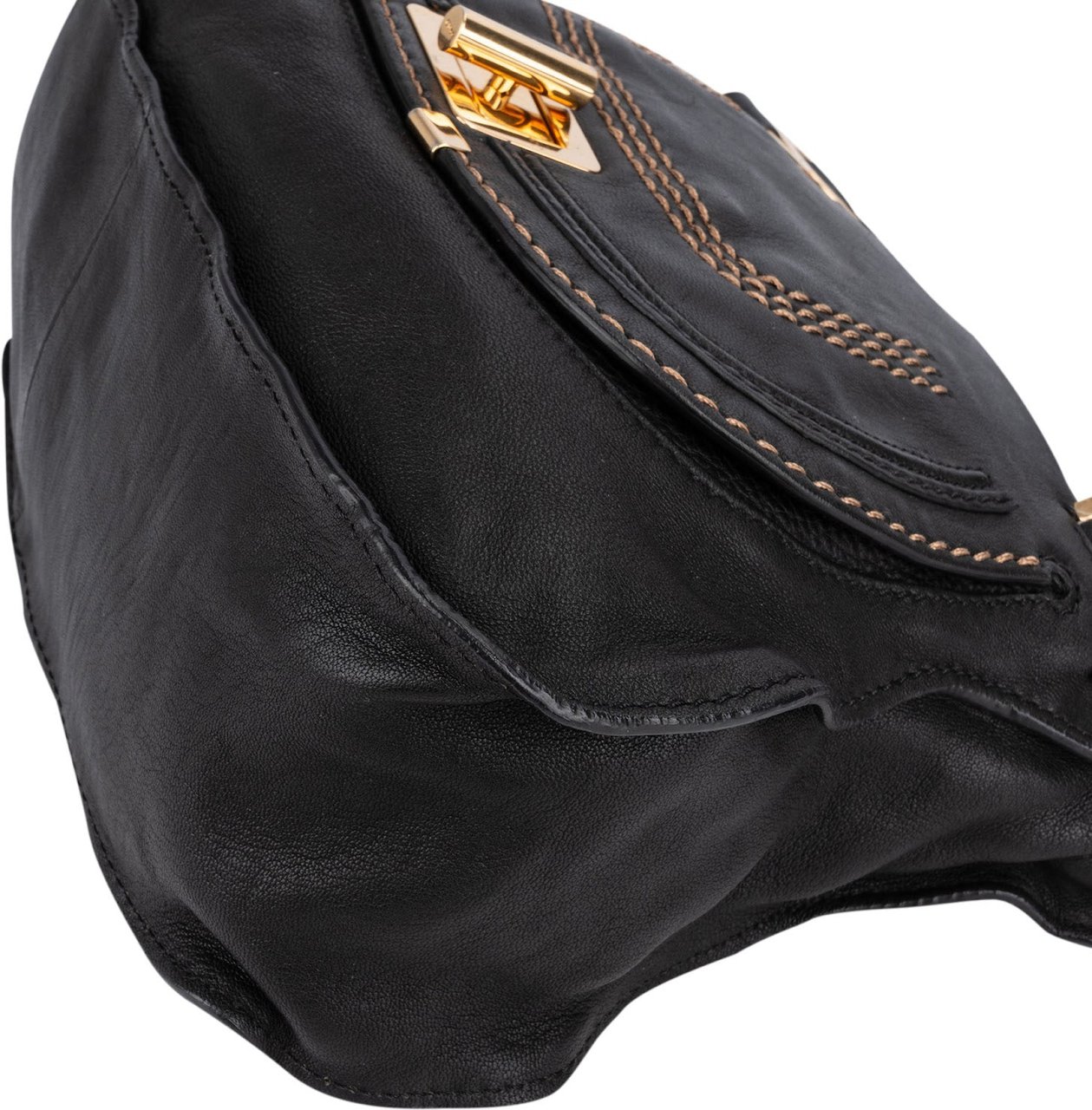 Chloé Black Leather Marcie Satchel Shoulder Bag Zwart