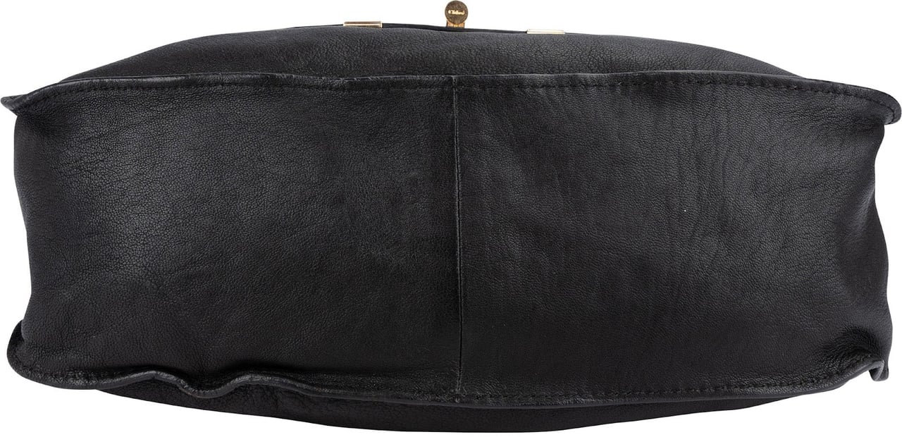 Chloé Black Leather Marcie Satchel Shoulder Bag Zwart