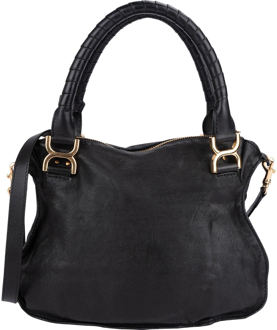 Chloé Black Leather Marcie Satchel Shoulder Bag Zwart
