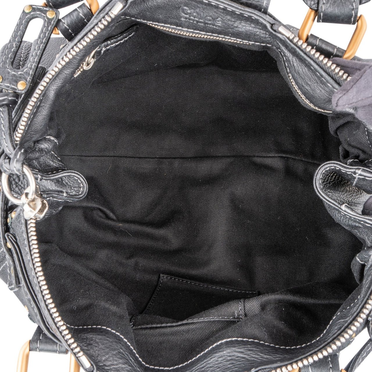 Chloé Black Leather Paddington Handbag Zwart