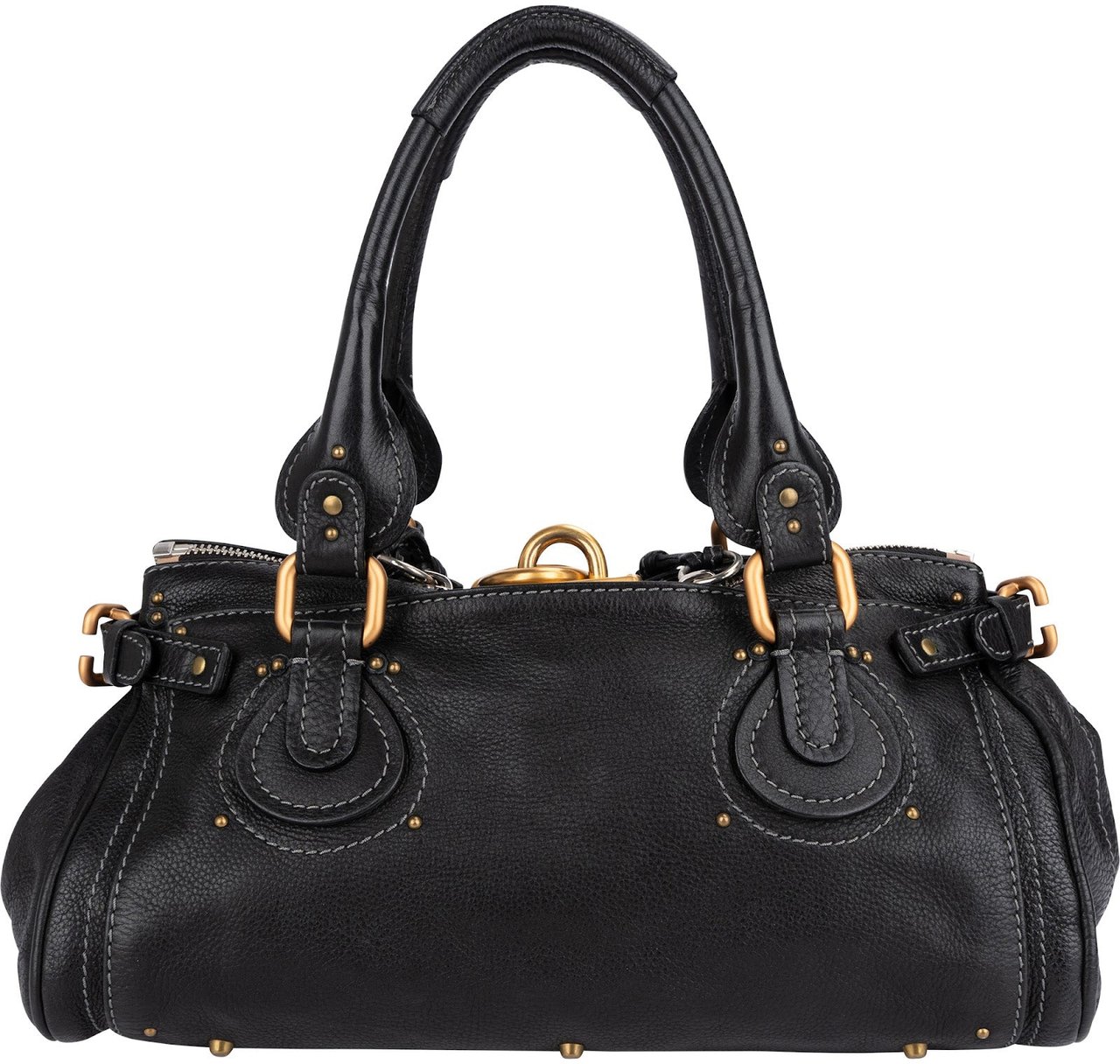 Chloé Black Leather Paddington Handbag Zwart