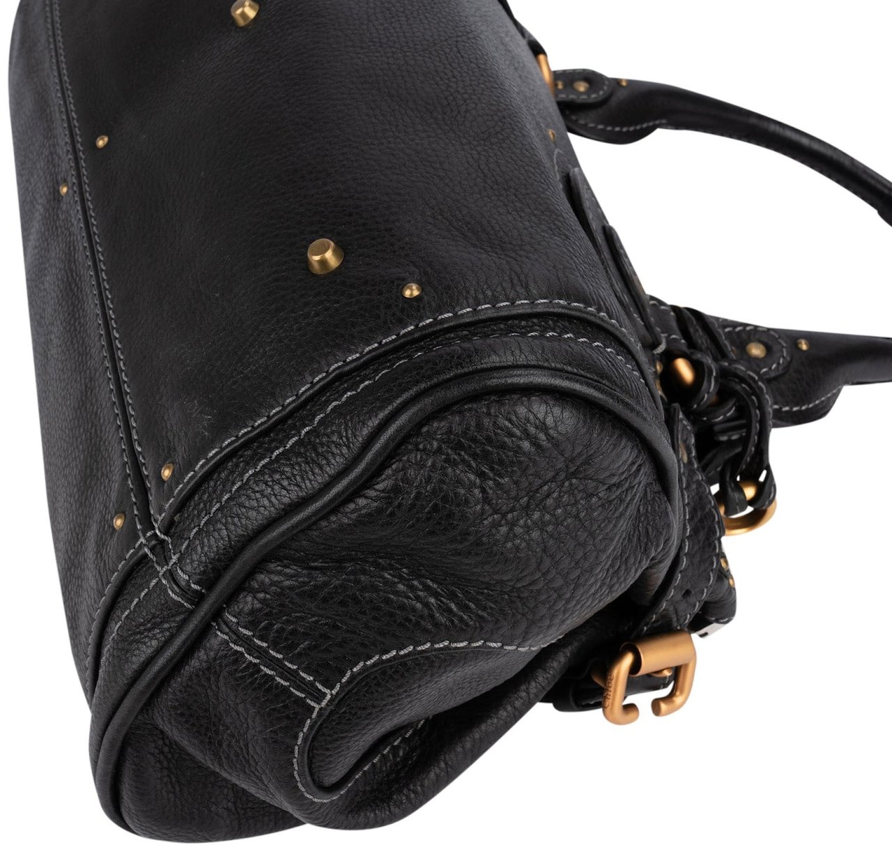 Chloé Black Leather Paddington Handbag Zwart