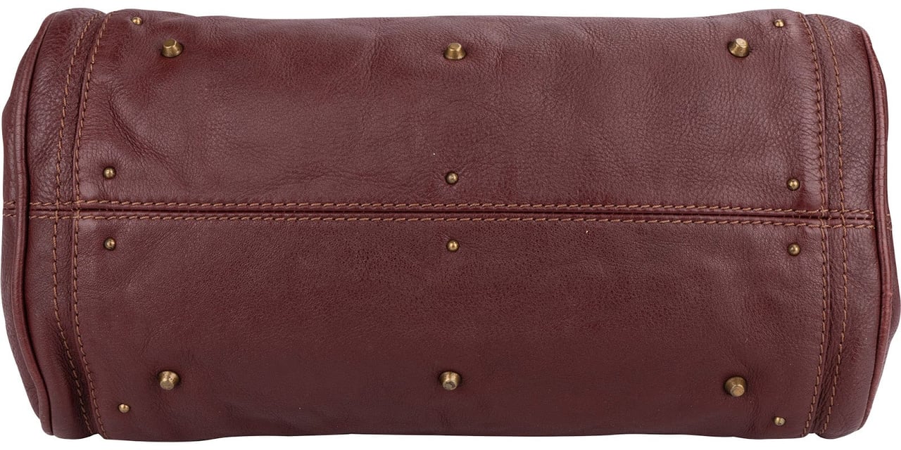 Chloé Bordeaux Leather Paddington Handbag Maroon