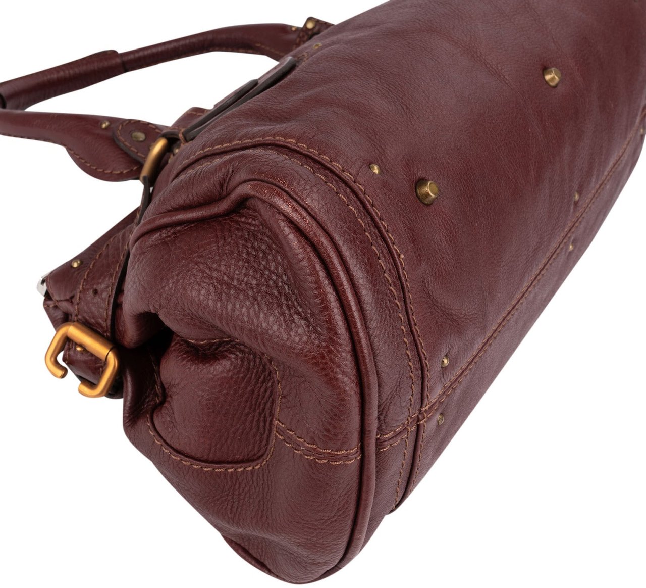 Chloé Bordeaux Leather Paddington Handbag Maroon