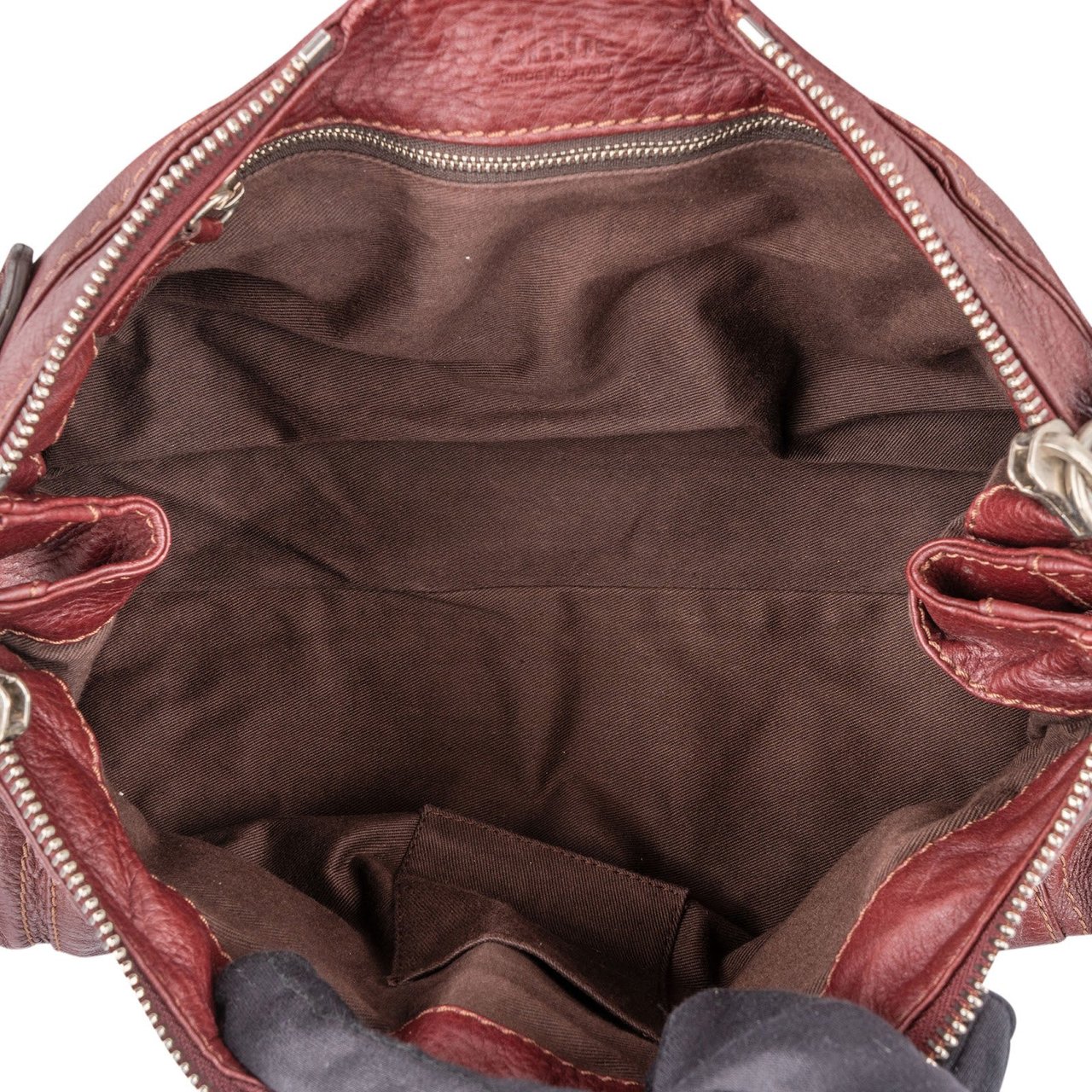 Chloé Bordeaux Leather Paddington Handbag Maroon