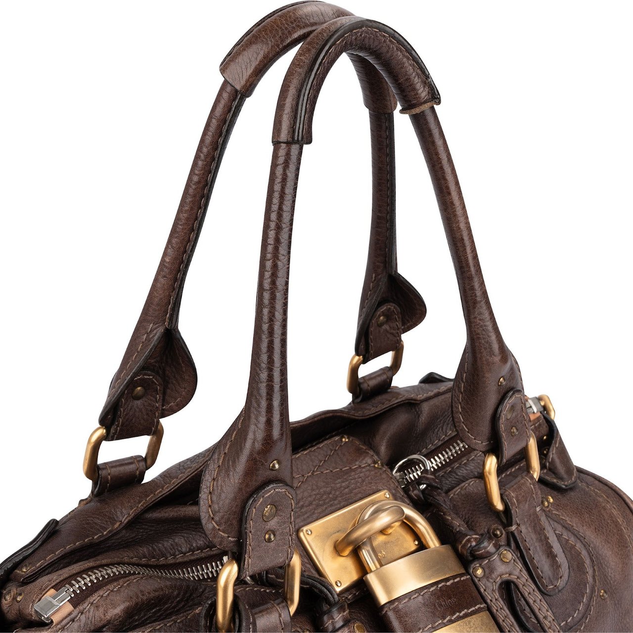 Chloé Brown Leather Paddington Satchel Handbag Bruin