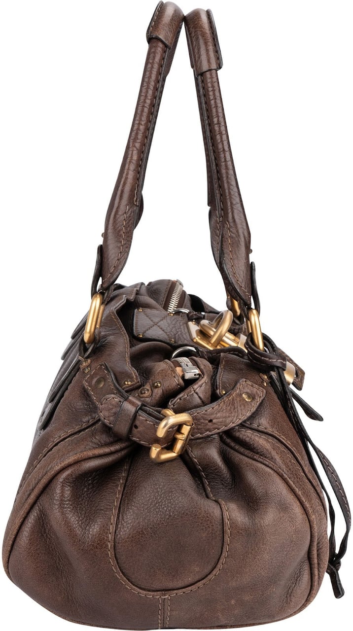 Chloé Brown Leather Paddington Satchel Handbag Bruin