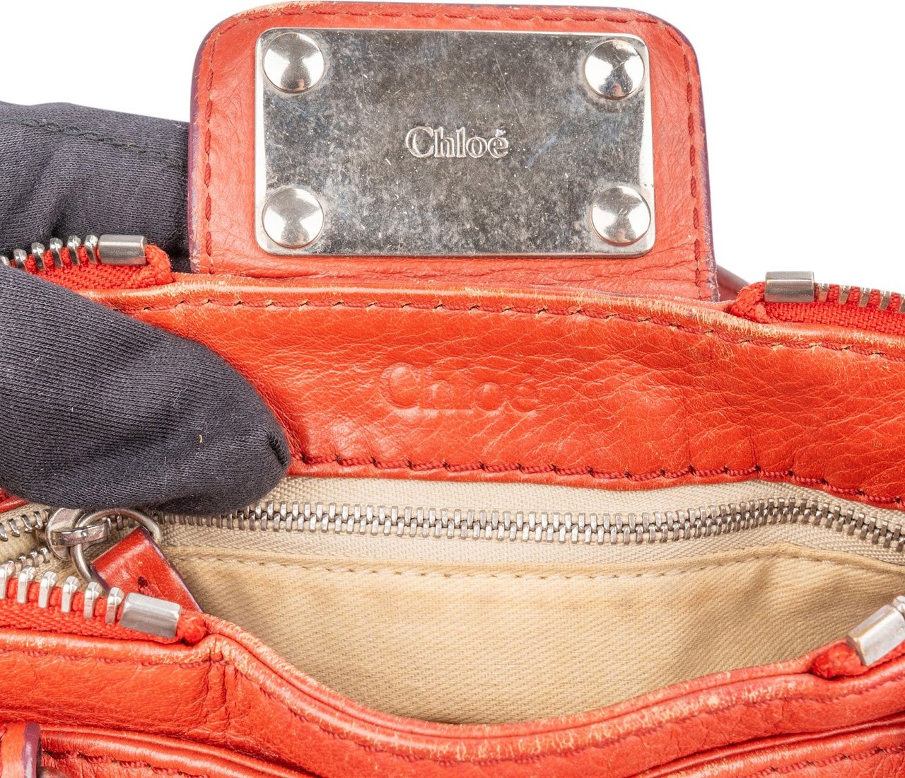 Chloé Red Leather Paddington Handbag Rood