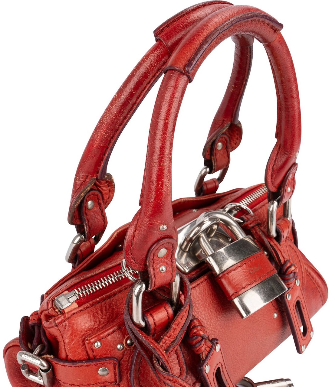 Chloé Red Leather Paddington Handbag Rood