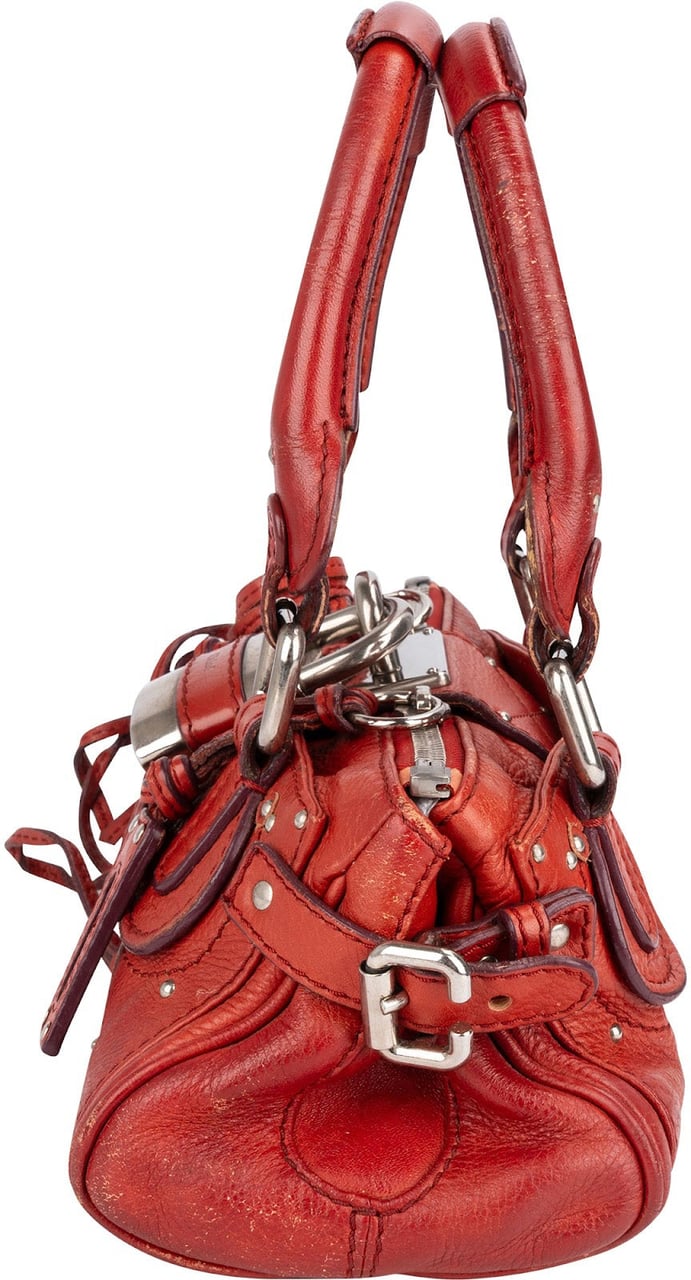 Chloé Red Leather Paddington Handbag Rood