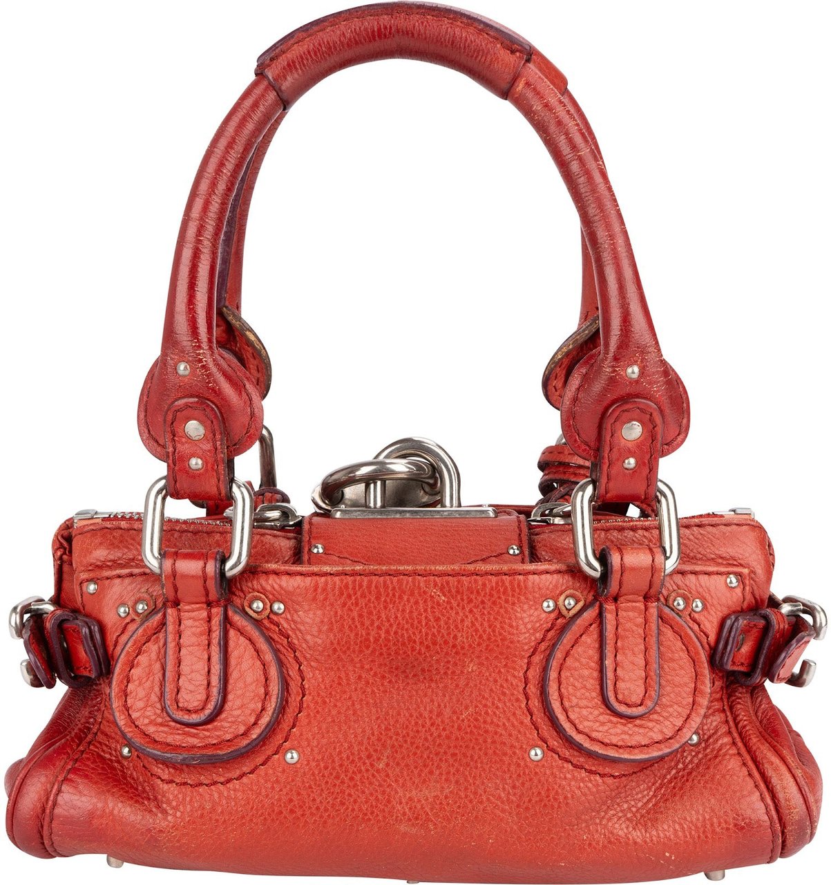 Chloé Red Leather Paddington Handbag Rood