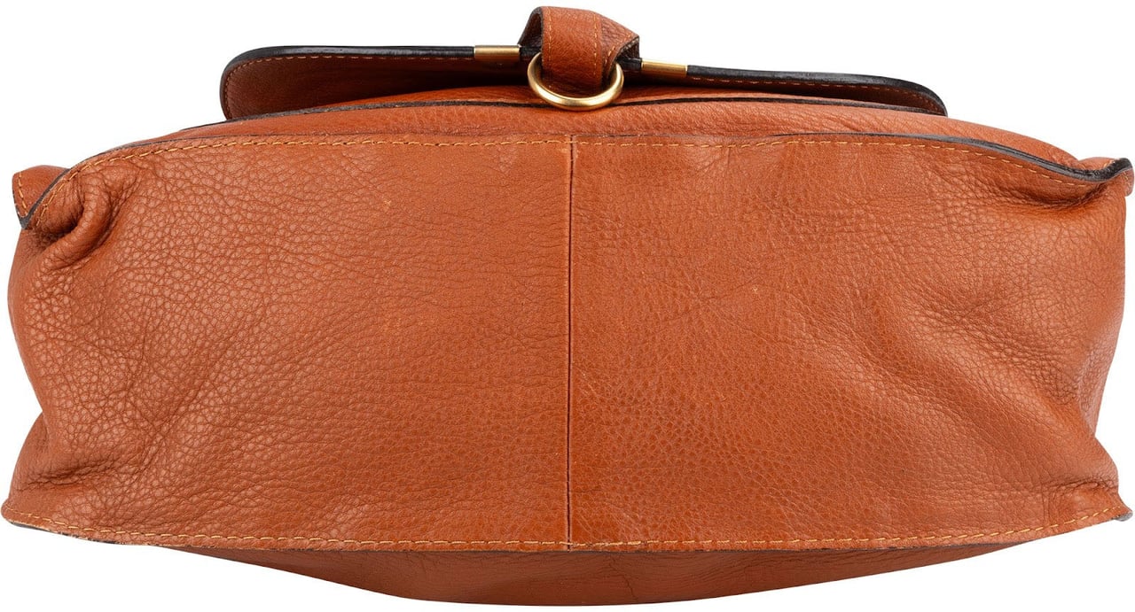 Chloé Grained Calfskin Marcie Satchel Handbag Bruin