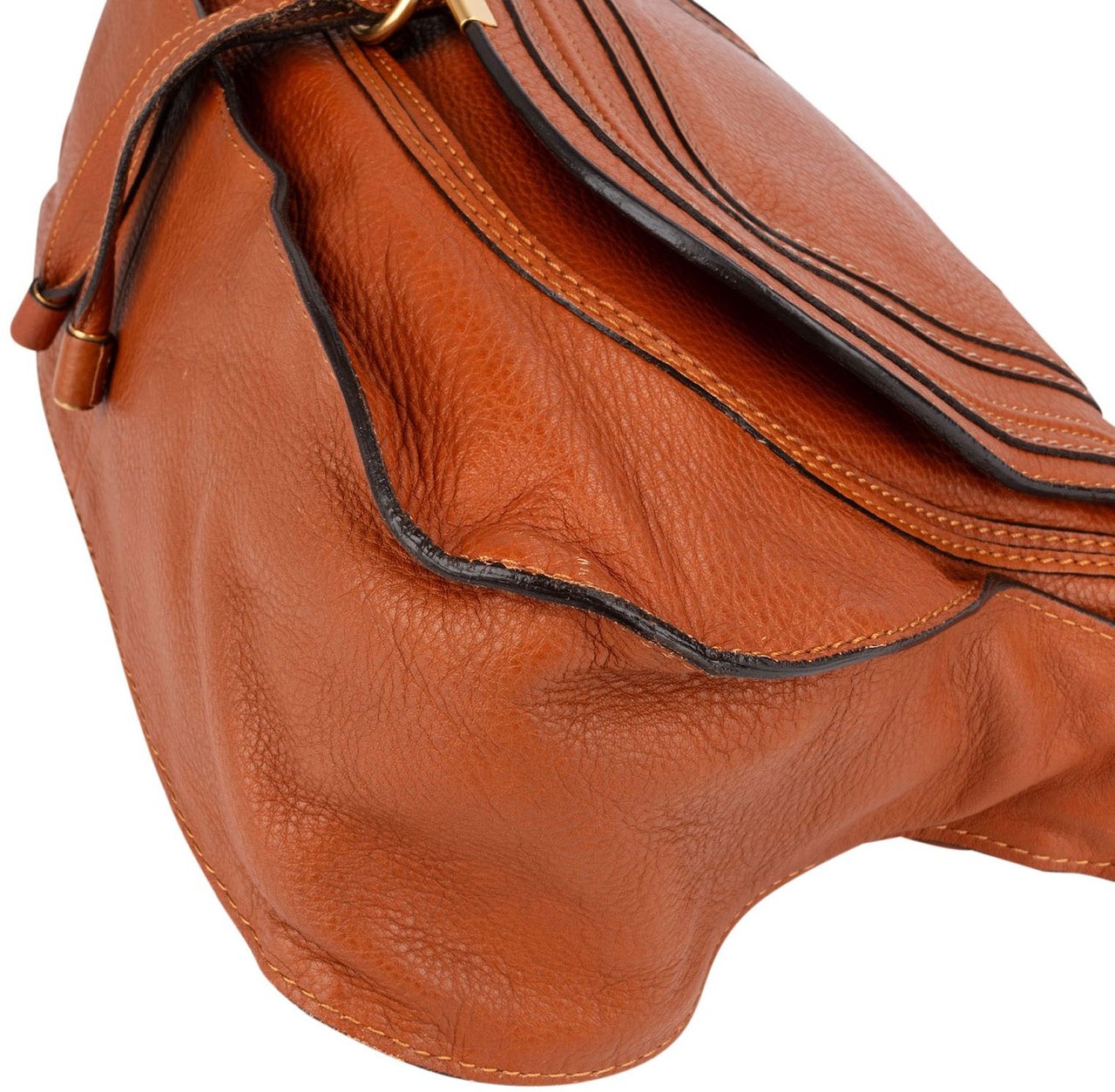Chloé Grained Calfskin Marcie Satchel Handbag Bruin
