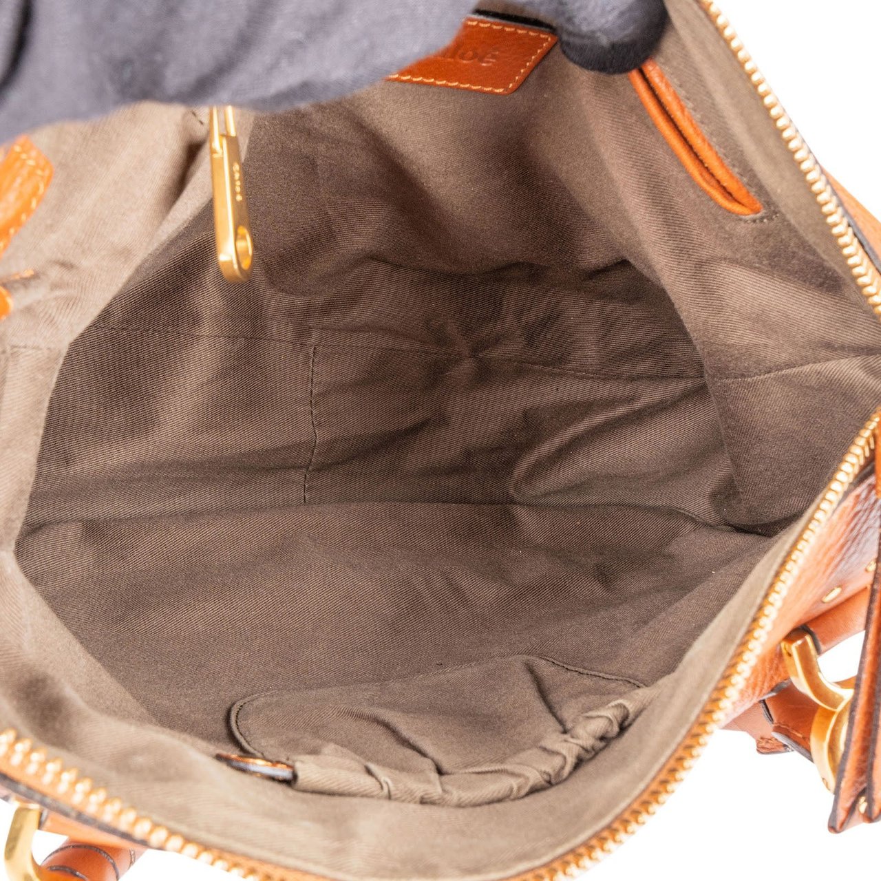 Chloé Grained Calfskin Marcie Satchel Handbag Bruin