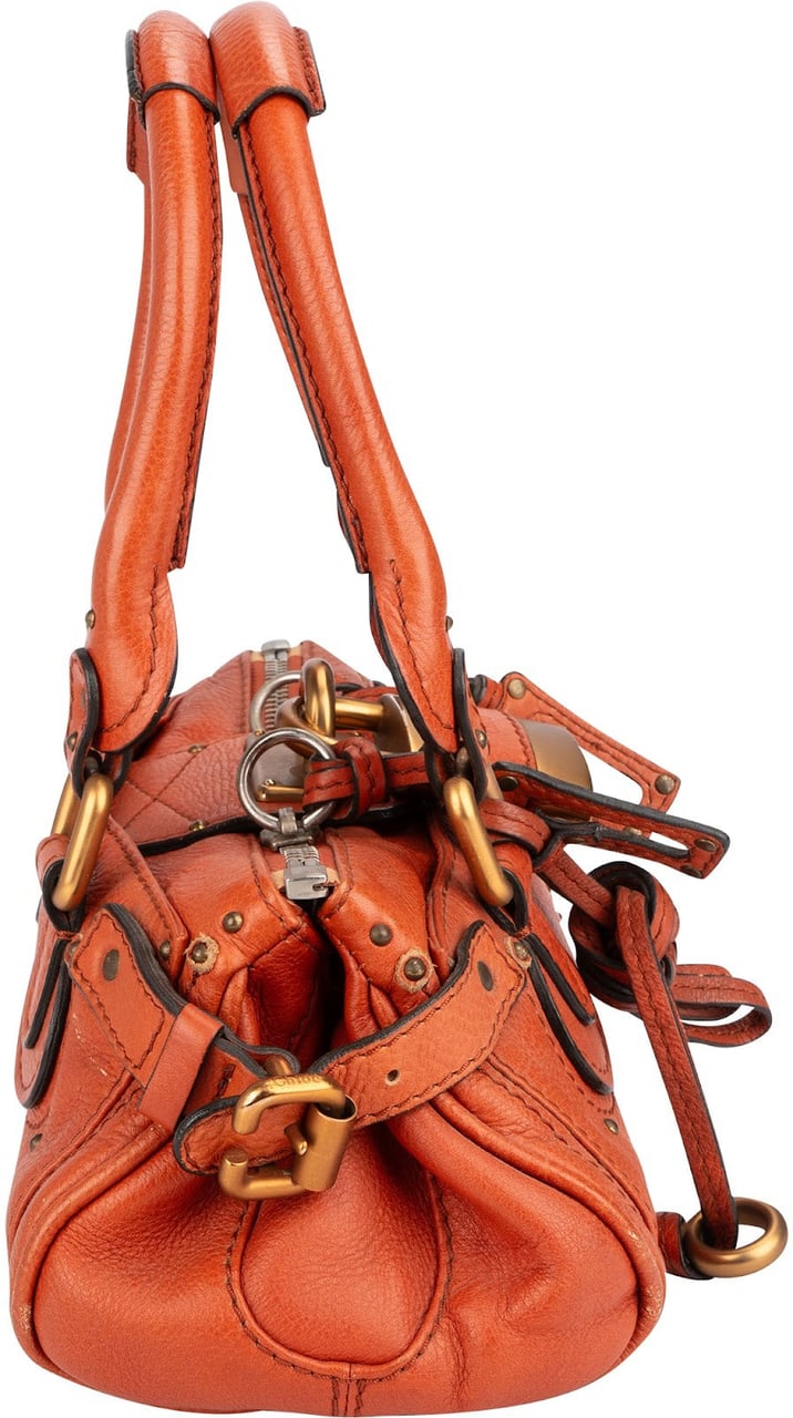 Chloé Grained Leather Paddington Handbag Oranje