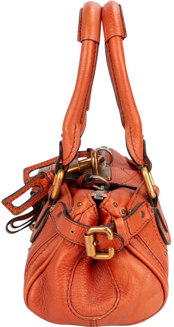 Chloé Grained Leather Paddington Handbag Oranje
