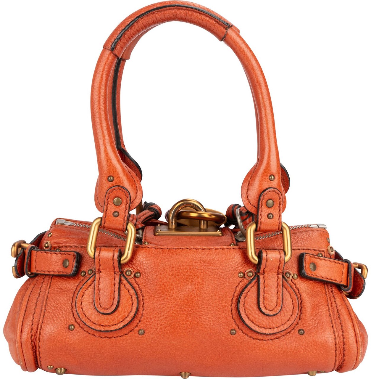 Chloé Grained Leather Paddington Handbag Oranje