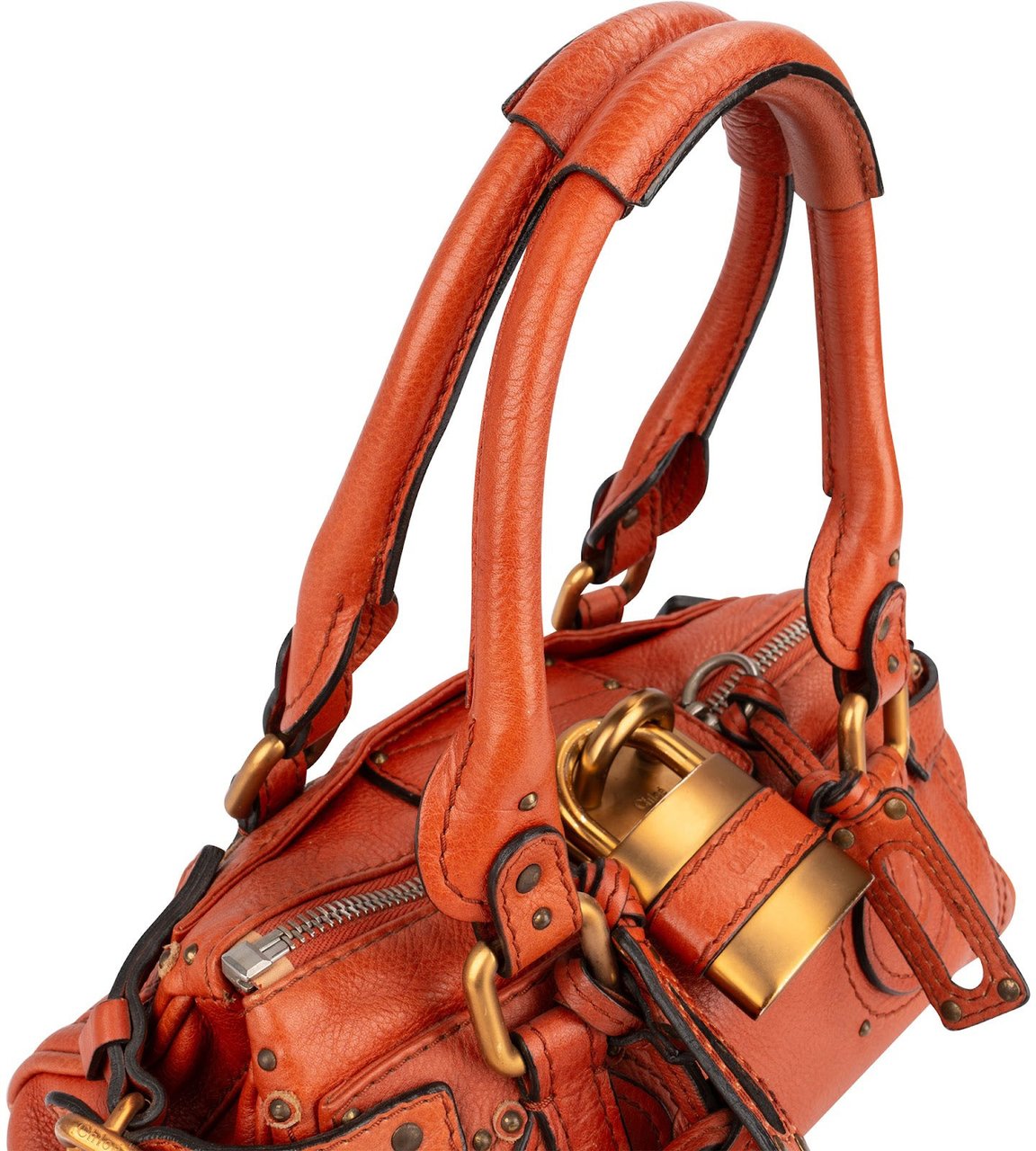 Chloé Grained Leather Paddington Handbag Oranje