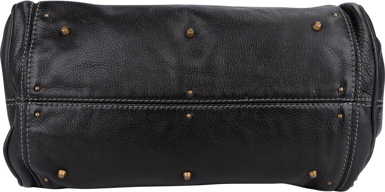 Chloé Pebbled Leather Paddington Satchel Handbag Zwart