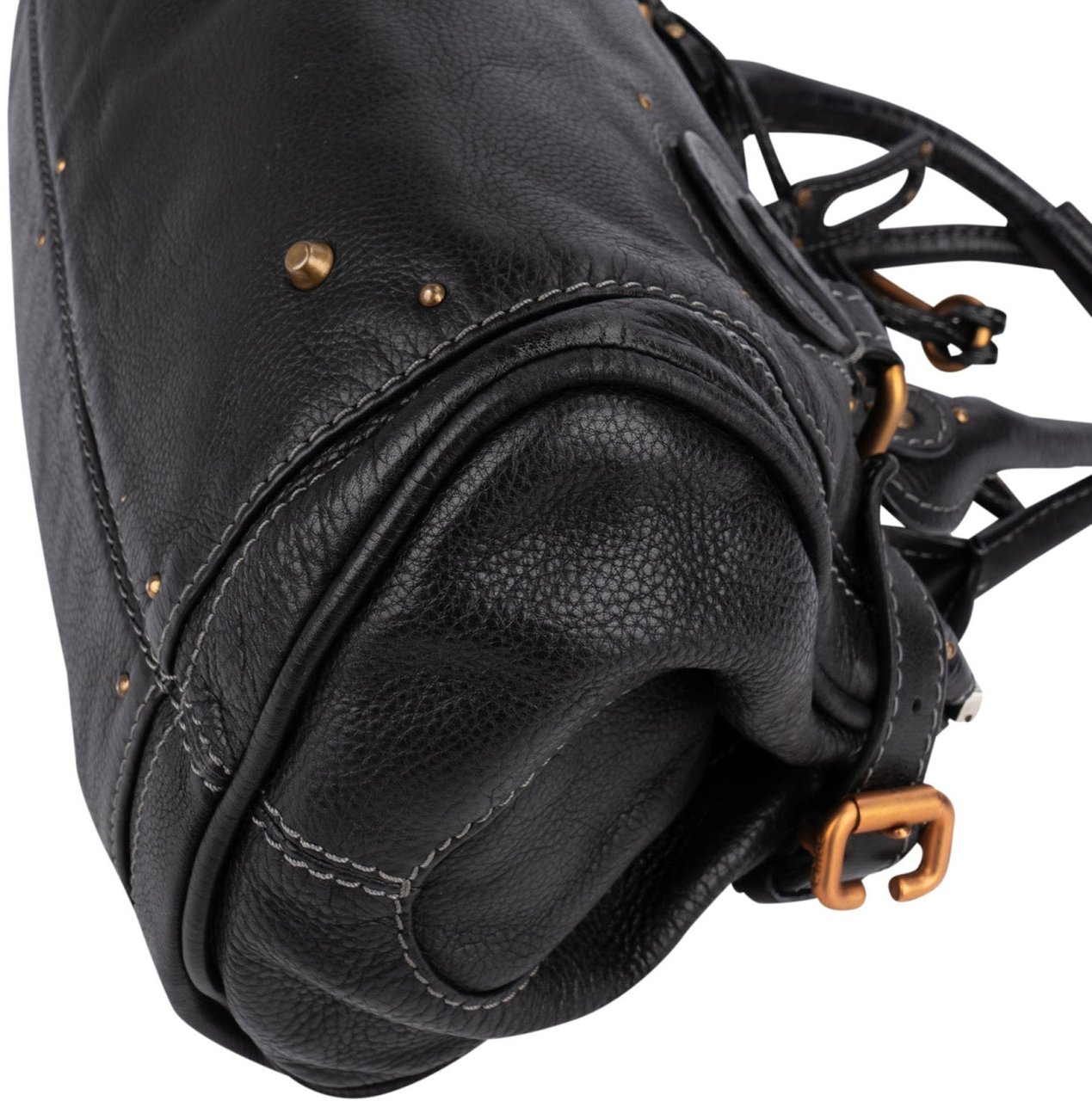 Chloé Pebbled Leather Paddington Satchel Handbag Zwart