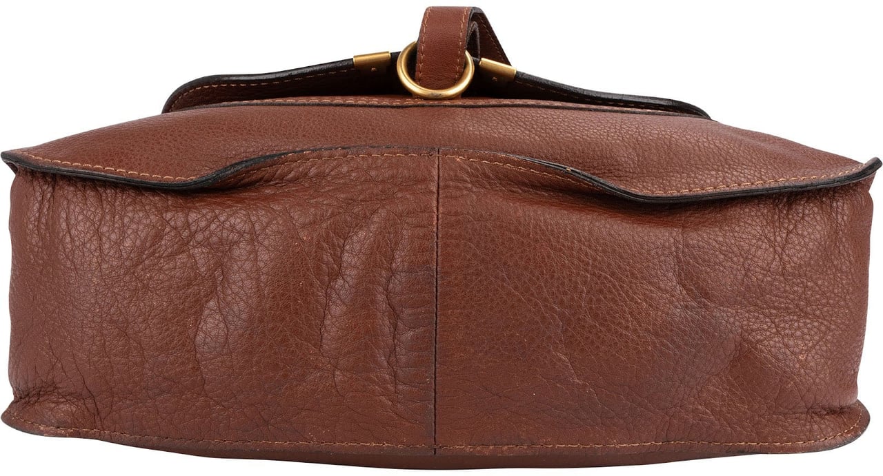 Chloé Grained Calfskin Marcie Satchel Handbag Bruin