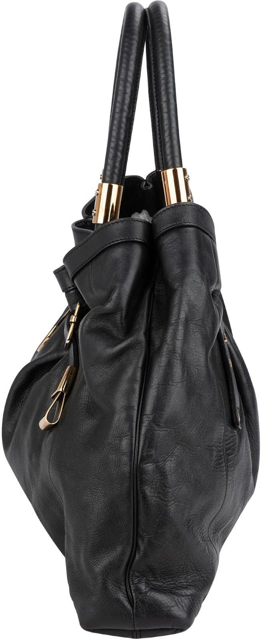 Chloé Black Leather Victoria Handbag Zwart