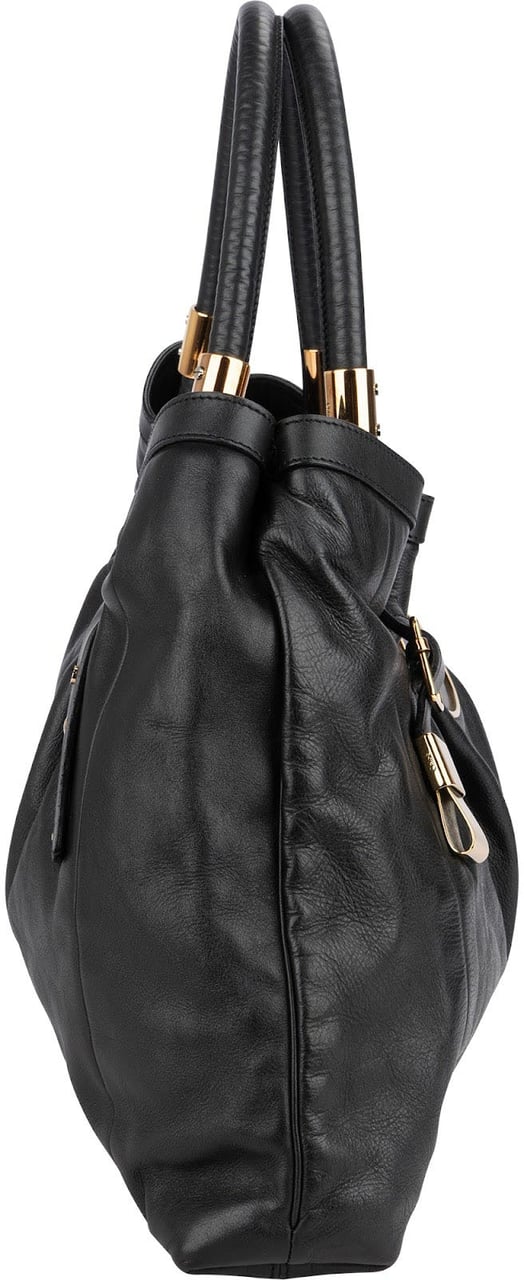 Chloé Black Leather Victoria Handbag Zwart