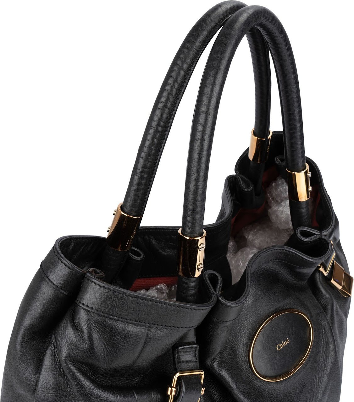 Chloé Black Leather Victoria Handbag Zwart